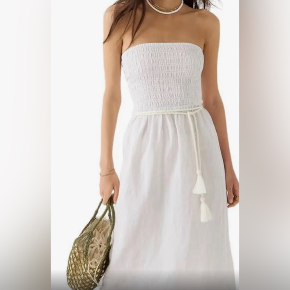 NWT Linen Smocked Strapless dress